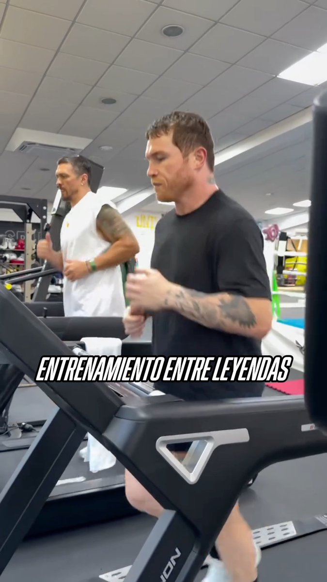 Canelo sigue preparándose para su próximo combate... ¡Y hoy le tocó compartir un poco de cardio con Usyk!🔥🥊 🎥 IG/canelo