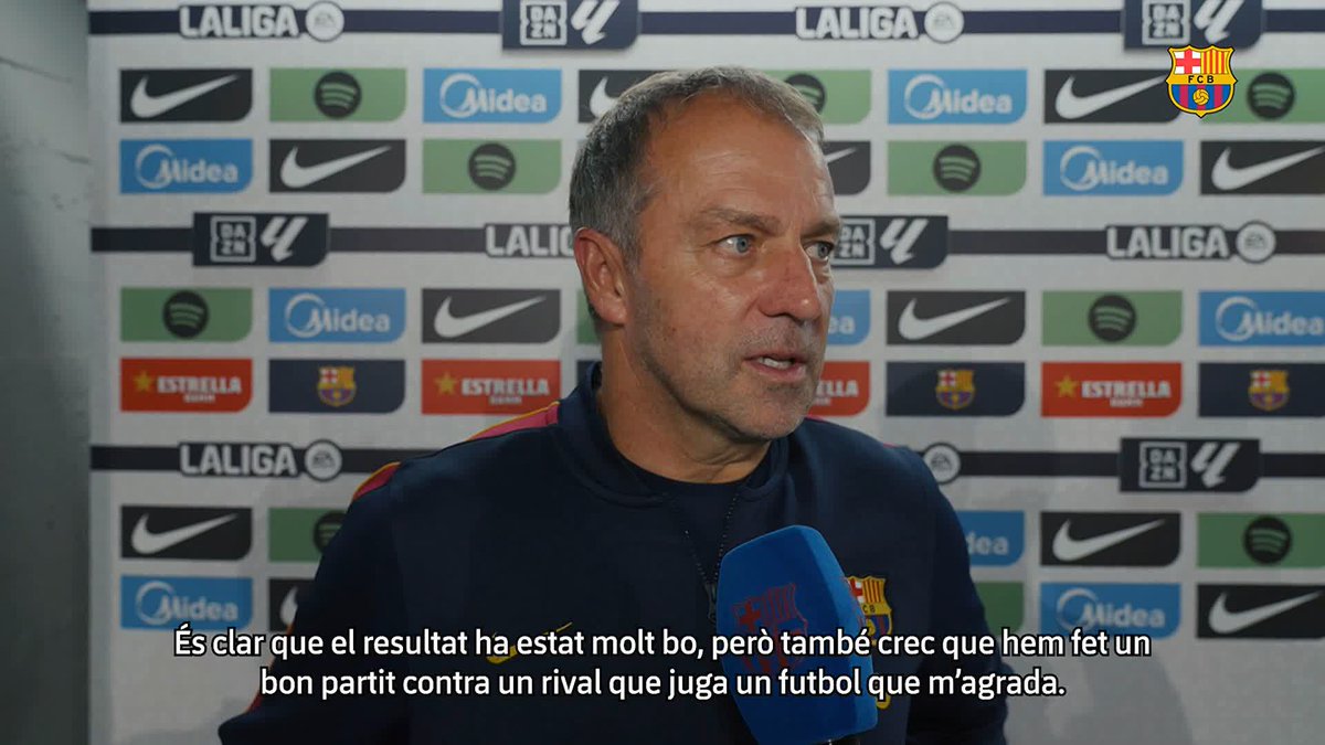 🗣️ “És un gran resultat davant d’un equip que m’agrada molt com juga. El Racing té un estil de joc molt segur i valent.” Hansi Flick