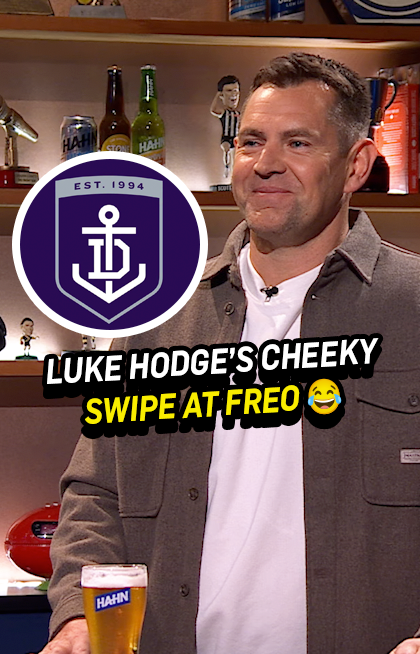 Luke Hodge gave Freo a cheeky swipe when he stopped by last night 😅🏆 #TheFrontBar | Grand Final Show Thursday | 8.30pm AEST 📺