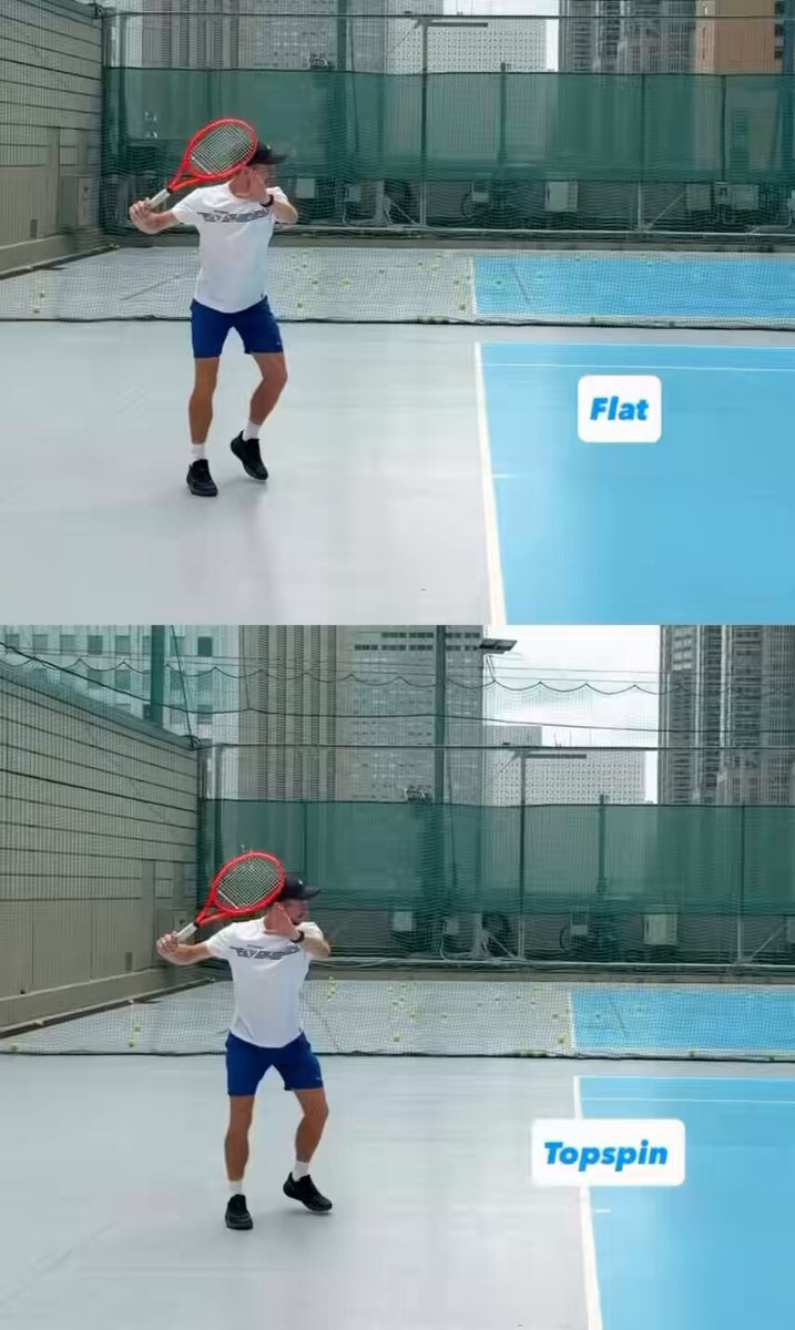 【フラット】と【トップスピン】の違い👇 #tennis #テニス