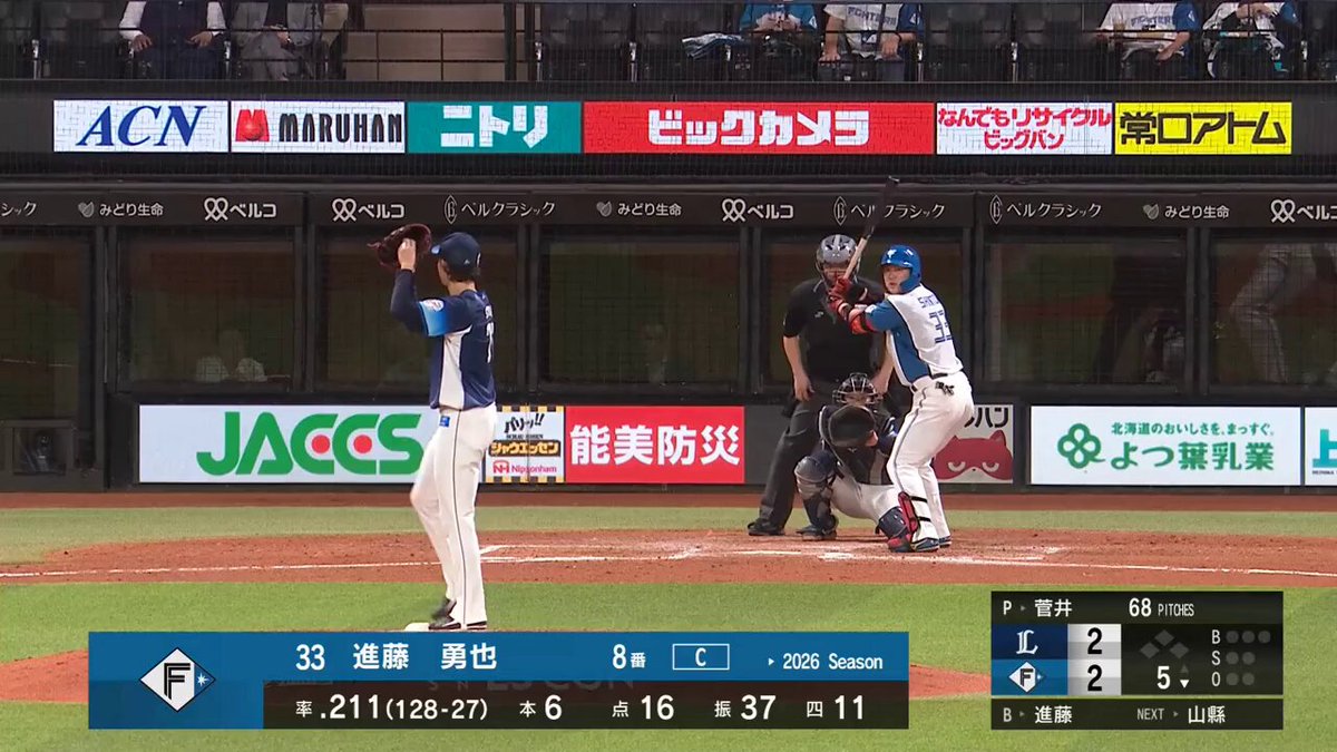 女房役の一発！！ 進藤勇也選手が今季第７号のホームランを放つ⚾⚾ #ドミれ #lovefighters レジェンドOBとお揃いのユニフォームを着て《FIGHTERS LEGENDS GAME》を楽しもう！受注販売は9/24(木)18:00まで⏰