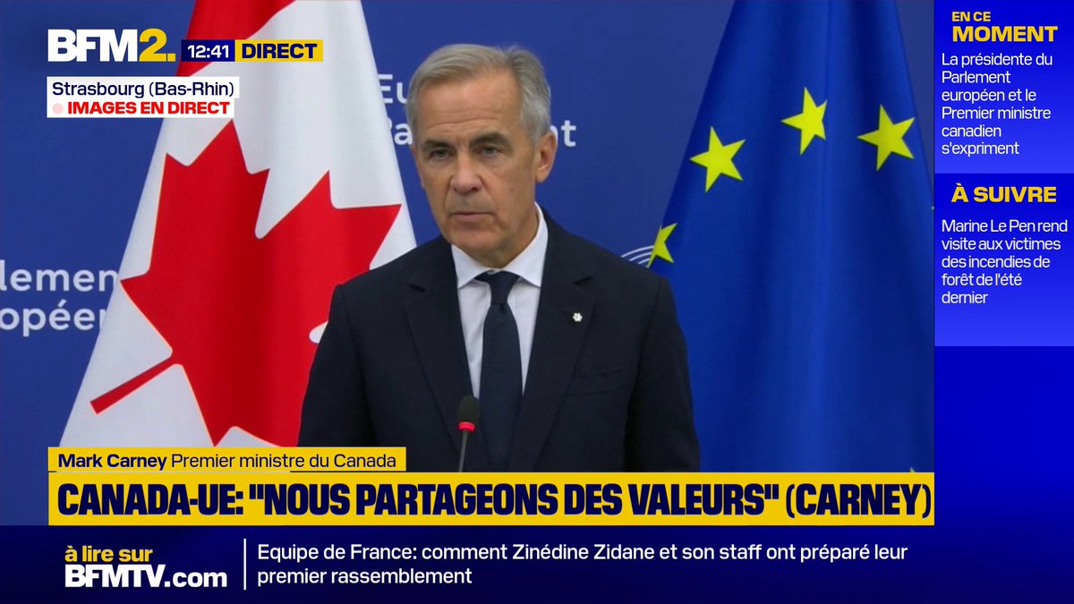 "Personne ne nous dira avec qui nous devons passer des accords": depuis le Parlement européen, le Premier ministre canadien Mark Carney répond à Donald Trump #BFM2