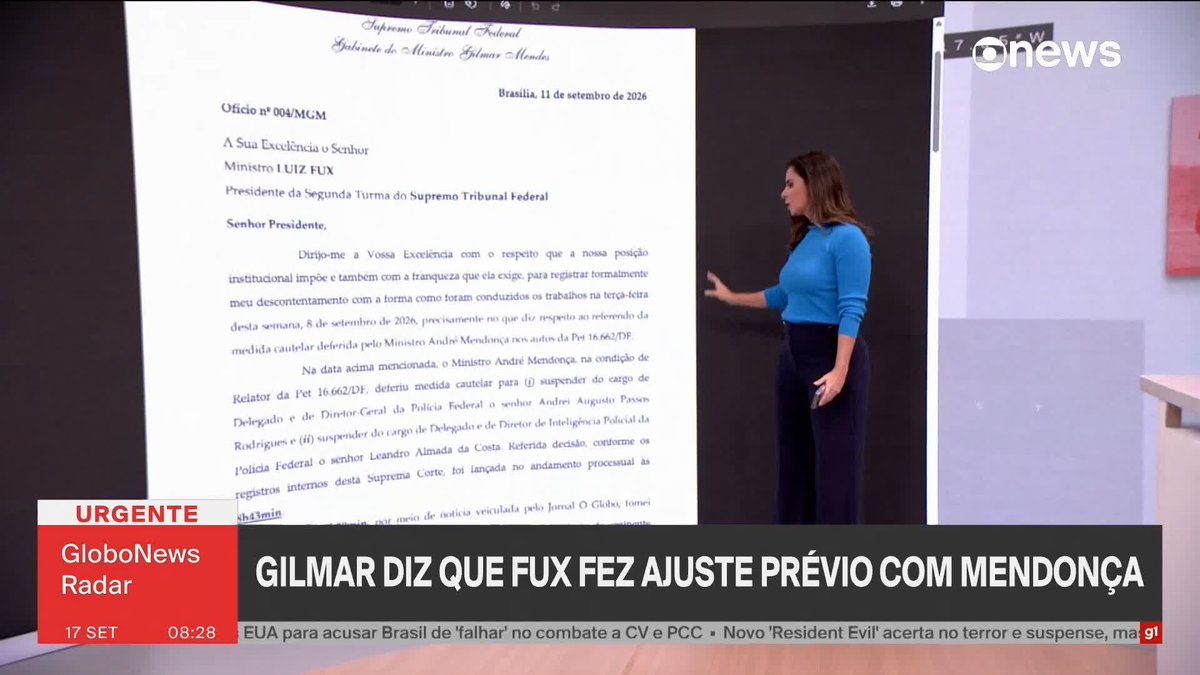 Gilmar Mendes questiona decisão da Segunda Turma que afastou diretor da PF e diz que Fux fez ajuste prévio com Mendonça. ➡️ #GloboNewsRadar - de segunda a sexta, às 8h30, na #GloboNews. Assista na TV e no Globoplay
