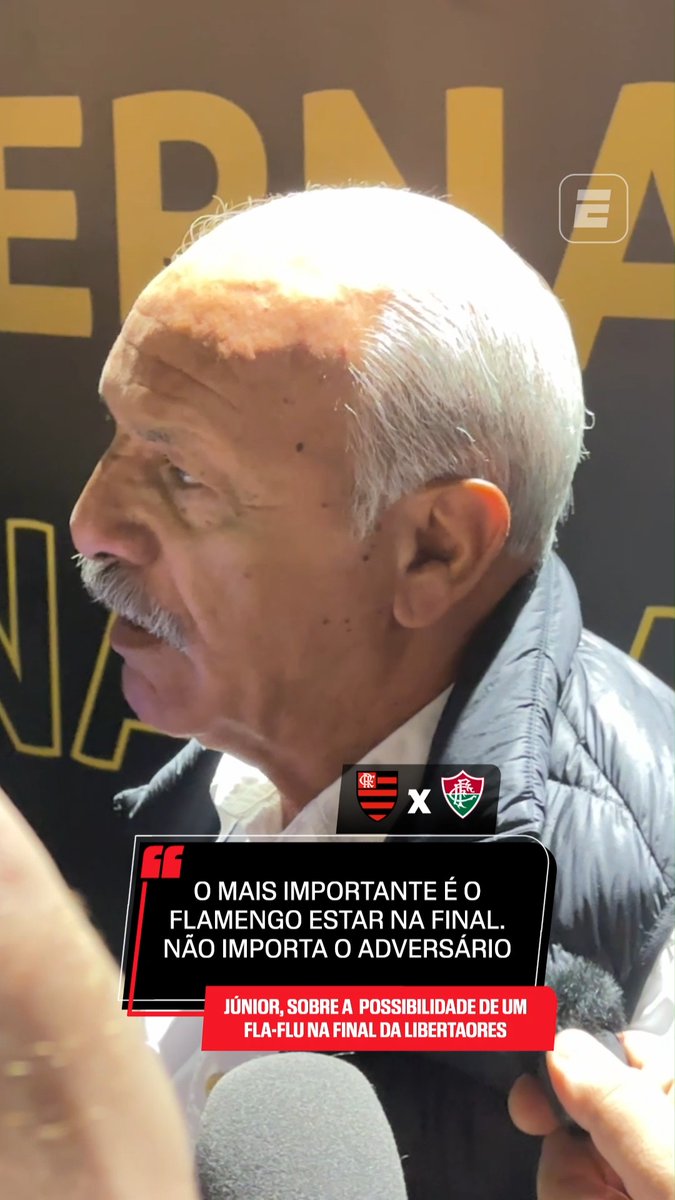 Maestro Júnior, ao ser questionado sobre a possibilidade de um Fla-Flu na final da Libertadores: "O mais importante é o Flamengo estar na final. Não importa o adversário." 🎥 ESPN Brasil | SportsCenter Brasil