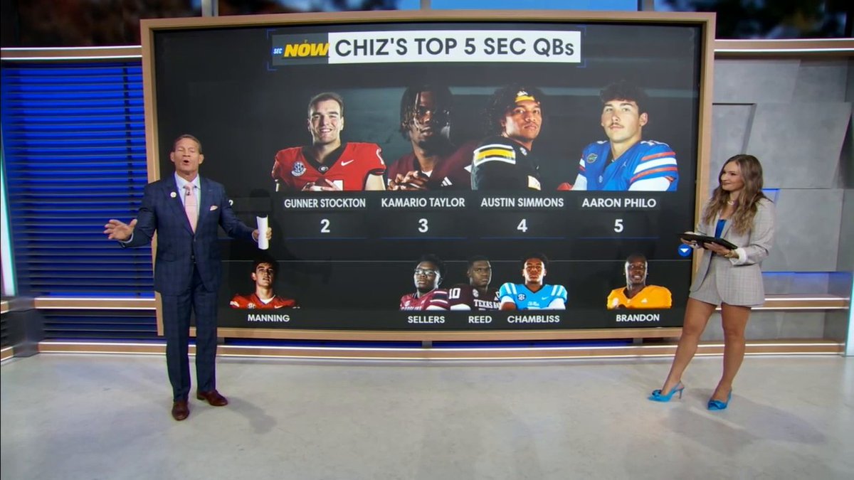 1) Trinidad Chambliss 2) Gunner Stockton 3) Kamario Taylor 4) Austin Simmons 5) Aaron Philo Gene Chizik ranks his Top 5 SEC QBs entering Week 3 👀