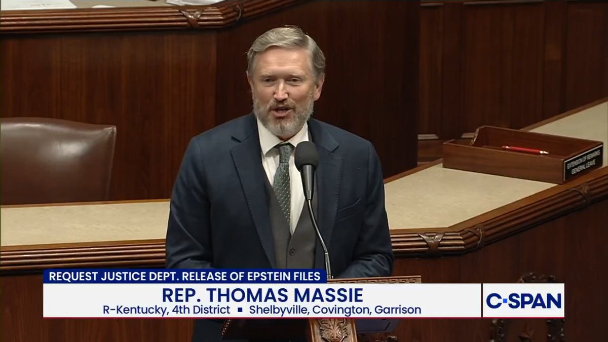 Massie slams Speaker Mike Johnson for sending House Representatives home early. "When other people want to go home I'm here to work! I'm here to get justice for the Epstein victims, the survivors."
