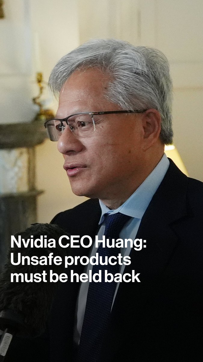 "When a product is not safe enough, we should hold it back." Nvidia CEO Jensen Huang says AI companies must test their products "rigorously," as he meets King Charles in the UK
