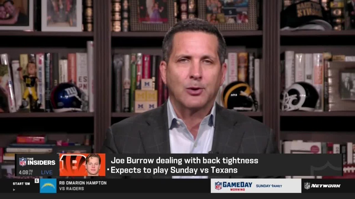 "It's back tightness, and it's Joe Burrow." Adam Schefter with an update on Joe Burrow ahead of the Bengals vs. Texans matchup 🏈