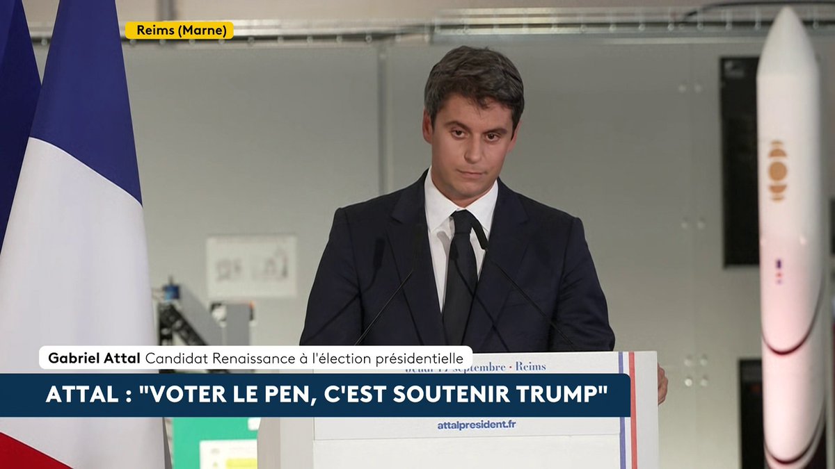 🔴 🗣️ Gabriel Attal souhaite l'avènement des "États-Unis d'Europe". "Un rêve nouveau, atteignable", d'après le candidat Renaissance à l'élection présidentielle. #canal16