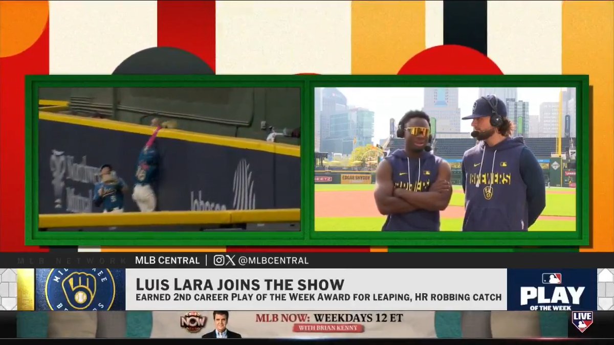 Luis Lara has played in just 54 Big League games and has already earned two Plays of the Week! 😯 The Milwaukee Brewers outfielder joined #MLBCentral to break down his home run robbery against the Reds last week.