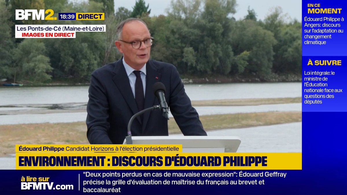 💬 "Je veux donc être très clair: nous allons stocker l’eau. Plus qu’avant. Mieux qu’avant. De façon beaucoup plus assumée qu’avant" Édouard Philippe, candidat Horizons à la présidentielle, sur les conséquences du changement climatique sur l'agriculture #BFM2