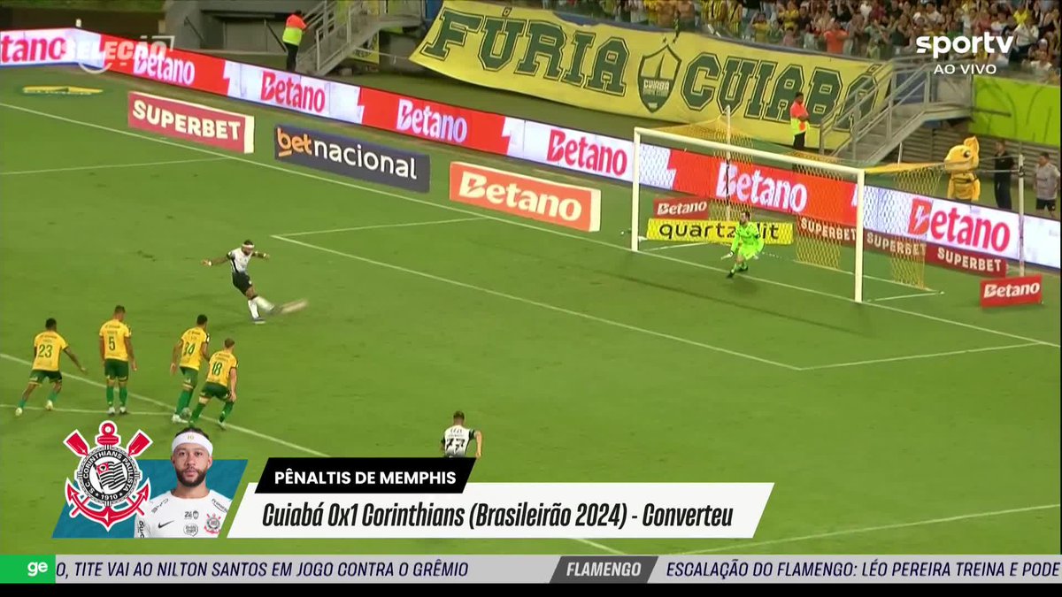 Memphis Depay perdeu mais pênaltis do que converteu com a camisa do Corinthians. Foram 5 pênaltis batidos, sendo apenas 2 convertidos e 3 perdidos. 🗞️ | 🎥 sportv ge
