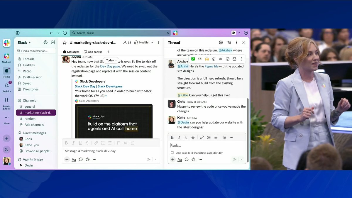 Writing code has become a conversation. With Slack Code, anyone in your org can become a builder — design, marketing, product, and engineering, working together with coding agents in one channel, like a team sport. #DF26