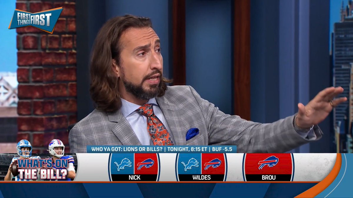 “I am far less confident that the Lions will be able to hold up their end on the high scoring piece of it… I don’t think Detroit’s gonna be able to get to 30… I can easily see the Bills getting 34/37.” nick wright can only see this game getting ugly in one direction 👀