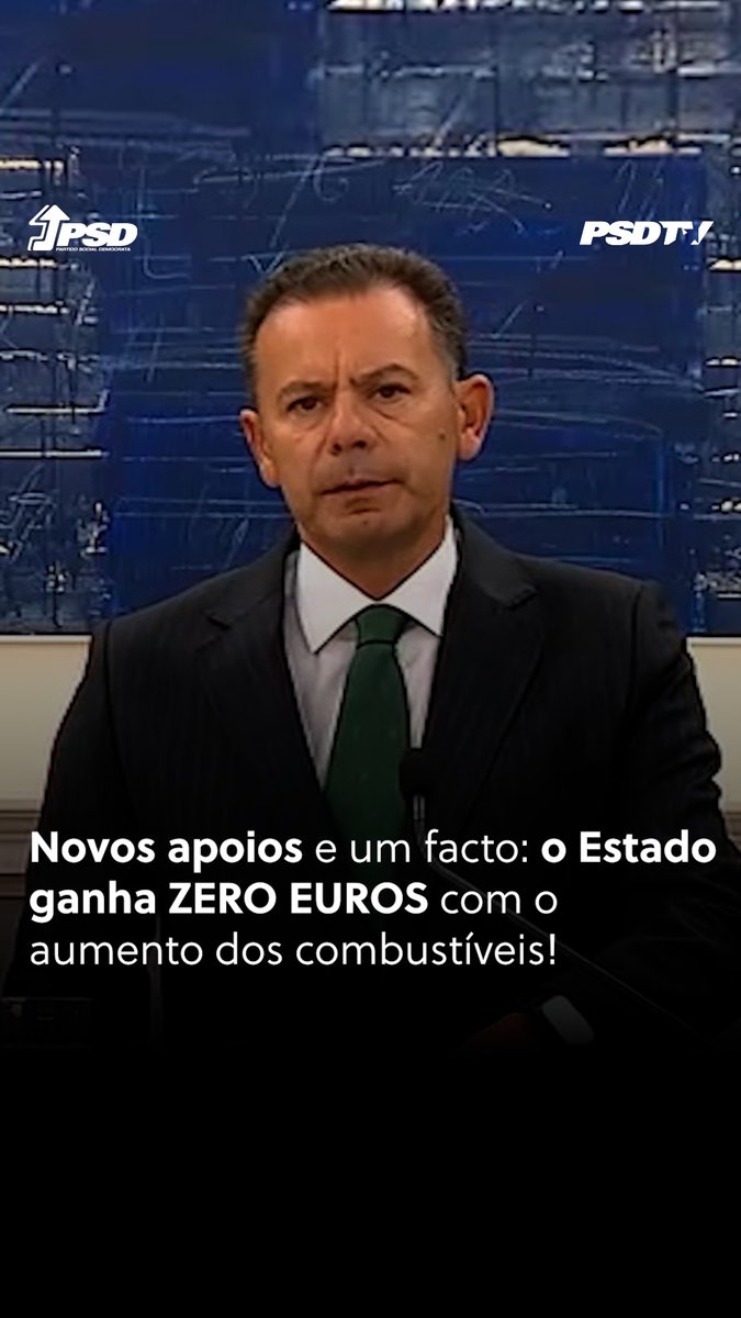 🏛️🅾️⛽💰 Novos apoios e um facto: o Estado ganha ZERO EUROS com o aumento dos combustíveis! #portugal #politica #psd