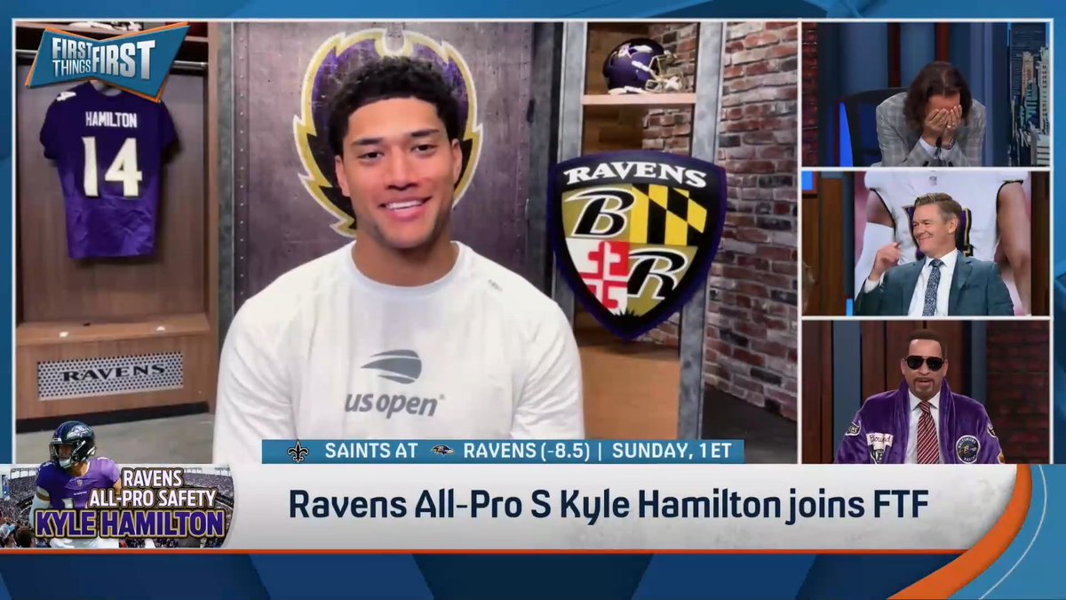.Chris Broussard was VERY excited to meet Kyle Hamilton and ask him why he graded the Ravens defense a C+ 👀 “C’s get degrees. And I even threw the plus on there so I’m not saying it was bad by any means… Hopefully we save our A+ for the Super Bowl.” — Kyle Hamilton