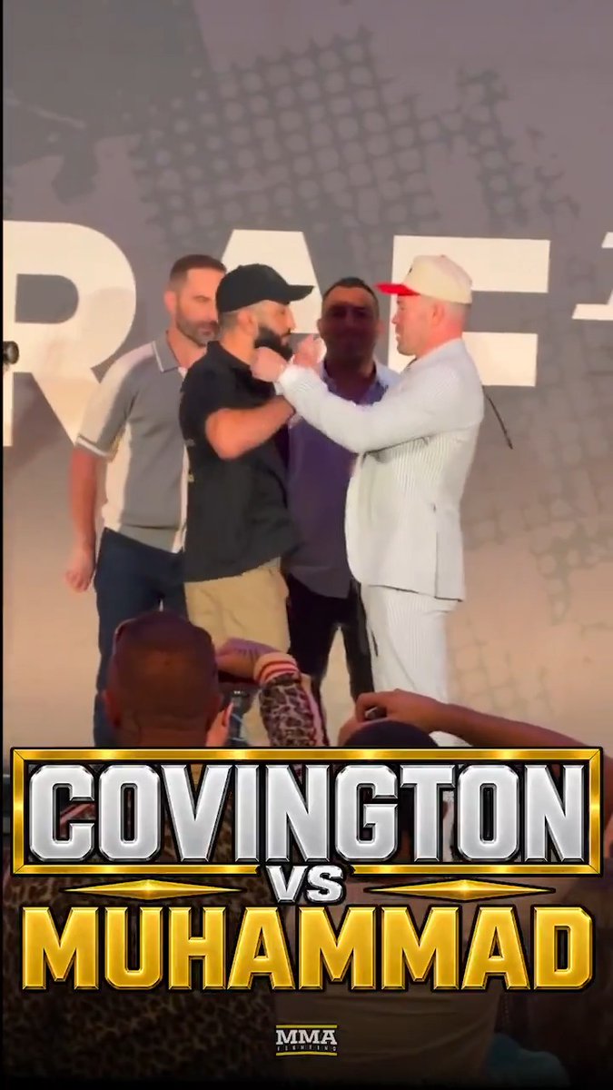 Colby Covington and Belal Muhammad had a TENSE faceoff ahead of their wrestling match at #RAF13 in Miami 🤼‍♂️