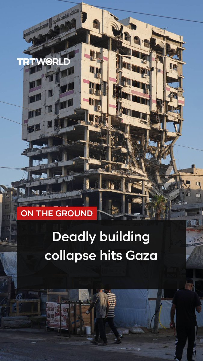 🇵🇸 A Gaza City apartment block already hit in the war collapsed overnight, killing 21 people: 12 of them kids. With tents and rooms almost impossible to find, families were sleeping in the cracked building and nearby shelters when it collapsed. Rescuers wrapped up today, pulling 45 people out alive with little heavy gear. People are stuck choosing between a tent and a ruined building, with almost nowhere safe left to sleep. Writer: Lucas