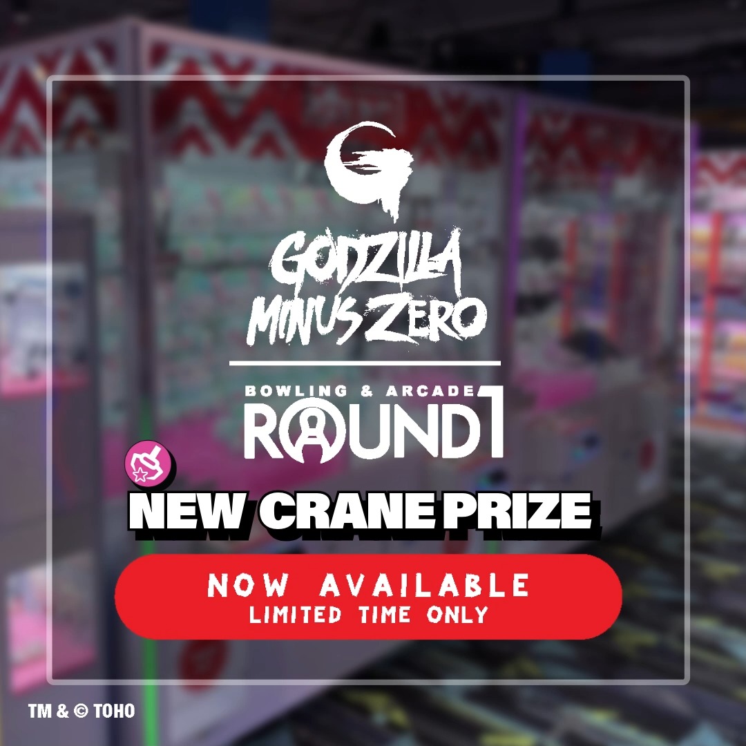 The wait is over. Something colossal has landed at the cranes. 🕹️Take on the crane machines and test your skills for a chance to win the ultimate Godzilla crane prizes at Round1! Click for more info! #Round1USA #round1 #Godzilla #R1PremiumCollaboration