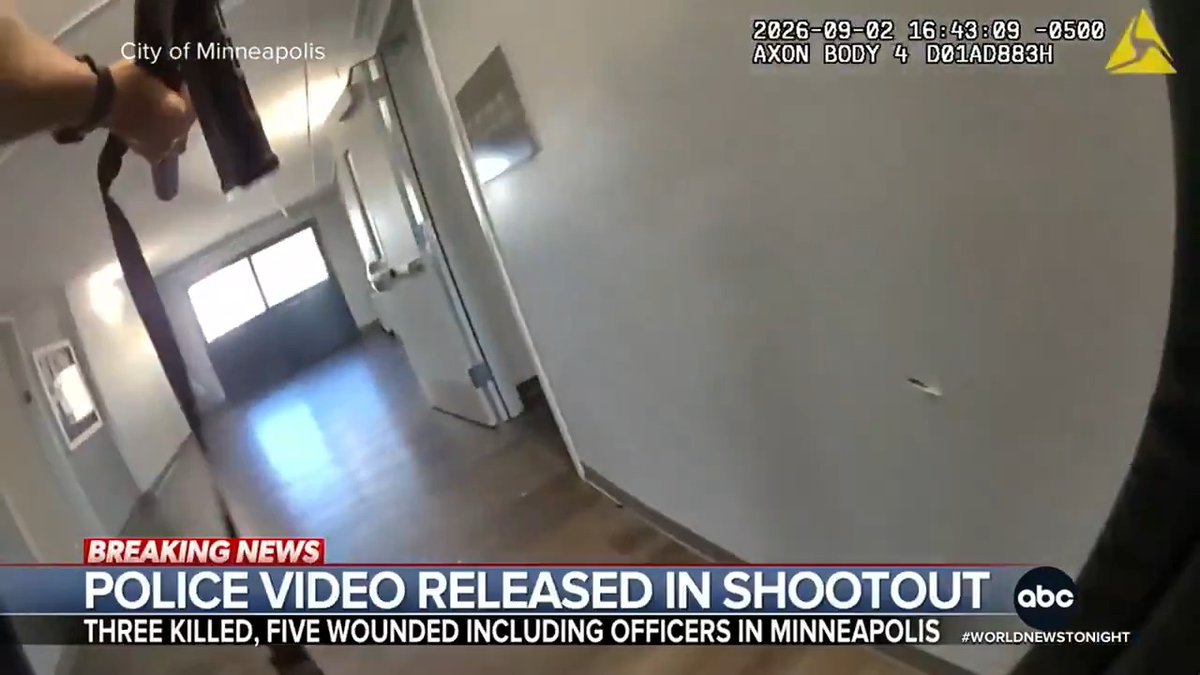 Police have released new body camera video capturing an intense shootout between officers and a suspect inside a downtown apartment building in Minneapolis. Two people were killed and two officers were shot. Pierre Thomas has details.