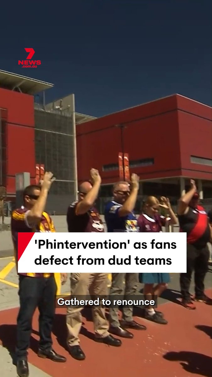 NRL fans have converted to the Dolphins at a 'Phintervention' outside Suncorp Stadium. Triple M's Marto encouraged them to throw old jerseys in the phin bin, before handing out Redcliffe red. #Dolphins #PhinsUp #NRL #RugbyLeague #Queensland