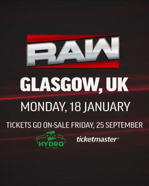 🔥🏴󠁧󠁢󠁳󠁣󠁴󠁿 #WWERaw returns to Glasgow for an action-packed night on Monday 18th January 2027! 🎟️ Register now for the exclusive tickets presale, which will begin on September 23rd at 10am BST! ➡️