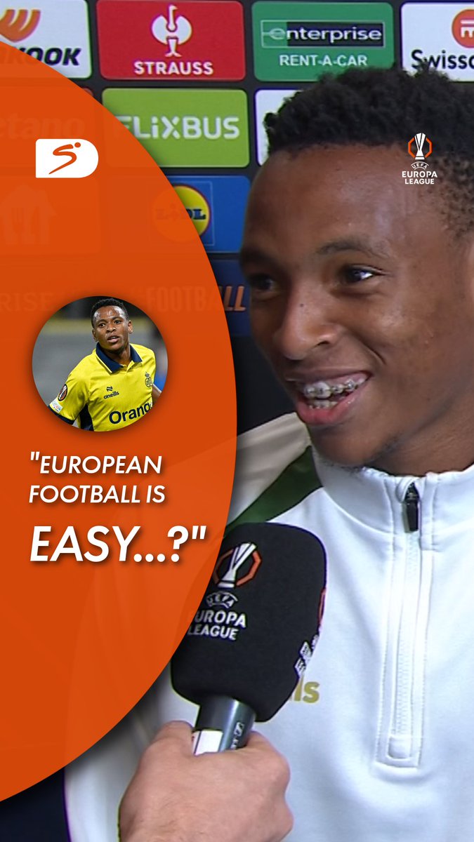 “European football is easy, no?” 🤭 Relebohile Mofokeng reacts to his European football debut in which he scored for Union SG in their #EuropaLeague opener agains Vikrotia Plzen ⚽️ #SSFootball
