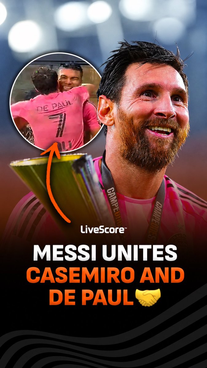 Casemiro and De Paul celebrated together as Inter Miami and Messi beat Cruz Azul 2-0 to win the Campeones Cup 🏆 Messi has united Brazil and Argentina 🇦🇷🤝🇧🇷