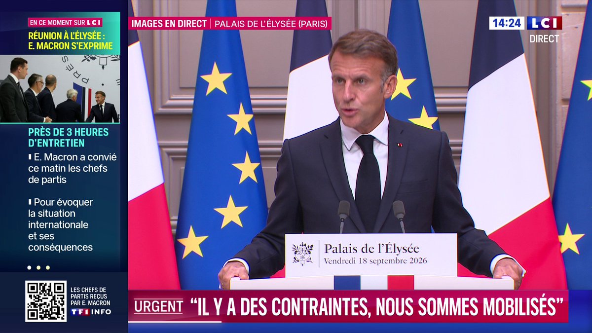🔴🗣️ "Ce qui s'est passé à Leipzig peut se passer dans toute autre ville européenne. Les intrusions de drones dans l'espace aérien de plusieurs pays nous montrent que nul n'est à l'abri. Donc face à cela, on agit" : Emmanuel Macron à Nicolas Laurent sur LCI ⬇️