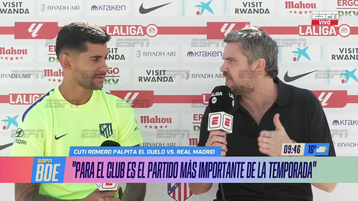 "PARA EL CLUB ES EL PARTIDO MÁS IMPORTANTE DE LA TEMPORADA" La palabra del Cuti Romero en la previa del duelo entre Atlético de Madrid y Real Madrid. ▶️ Mirá #BuenDíaESPN por ESPN en el Plan Premium de Disney+ Latinoamérica