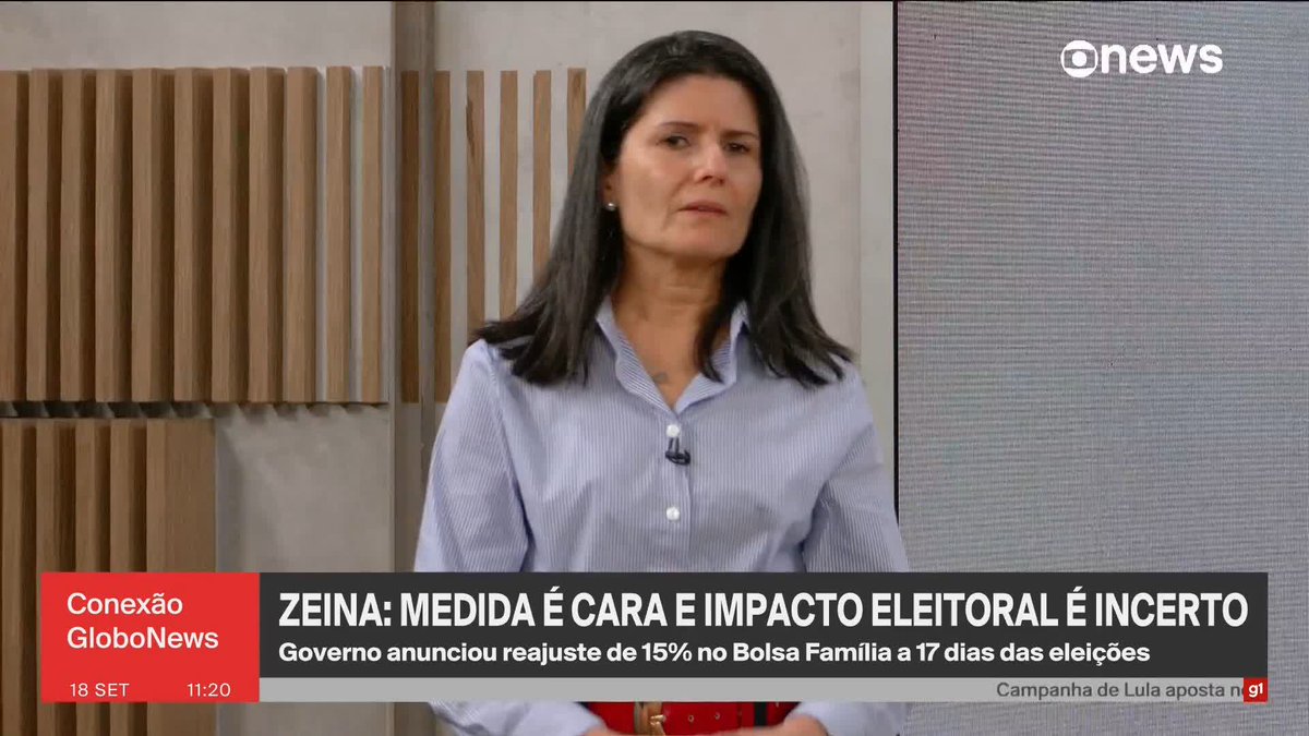 Zeina Latif: Medida de reajuste do Bolsa Família é cara e impacto eleitoral é incerto. ➡️ #ConexãoGloboNews - de segunda a sexta, às 11h, na #GloboNews. Assista na TV e no Globoplay