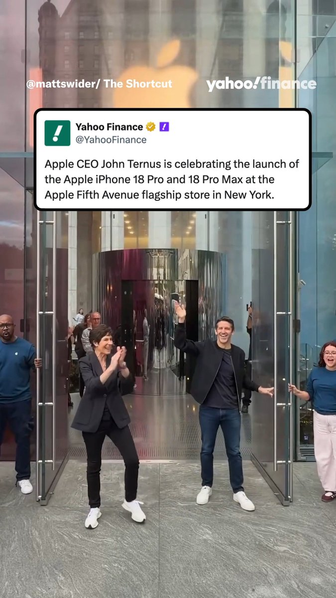 iPhone 18 Pro is officially in NYC, and so is Apple CEO John Ternus. The CEO was seen giving launch day vibes at Apple's Fifth Ave. store in New York City on Friday. 📱🗽 credit: Matt Swider (The Shortcut)