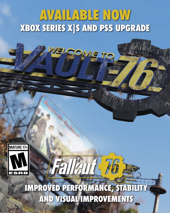 Native XBOX Series X|S and PlayStation 5 support is now available for Fallout 76 players, bringing improved performance across Appalachia. Jump in and explore today!