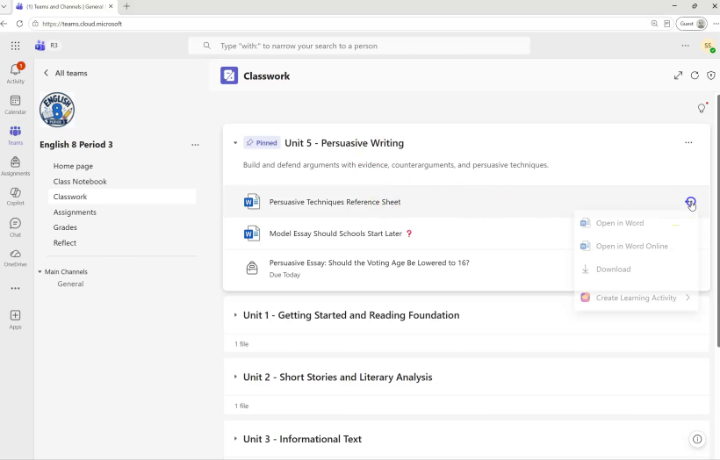 Your assignment is already the lesson. Learning activities in Microsoft Teams turn existing assignments and classwork into interactive practice. No second tool, no duplicate setup. Learn more: #MicrosoftEDU