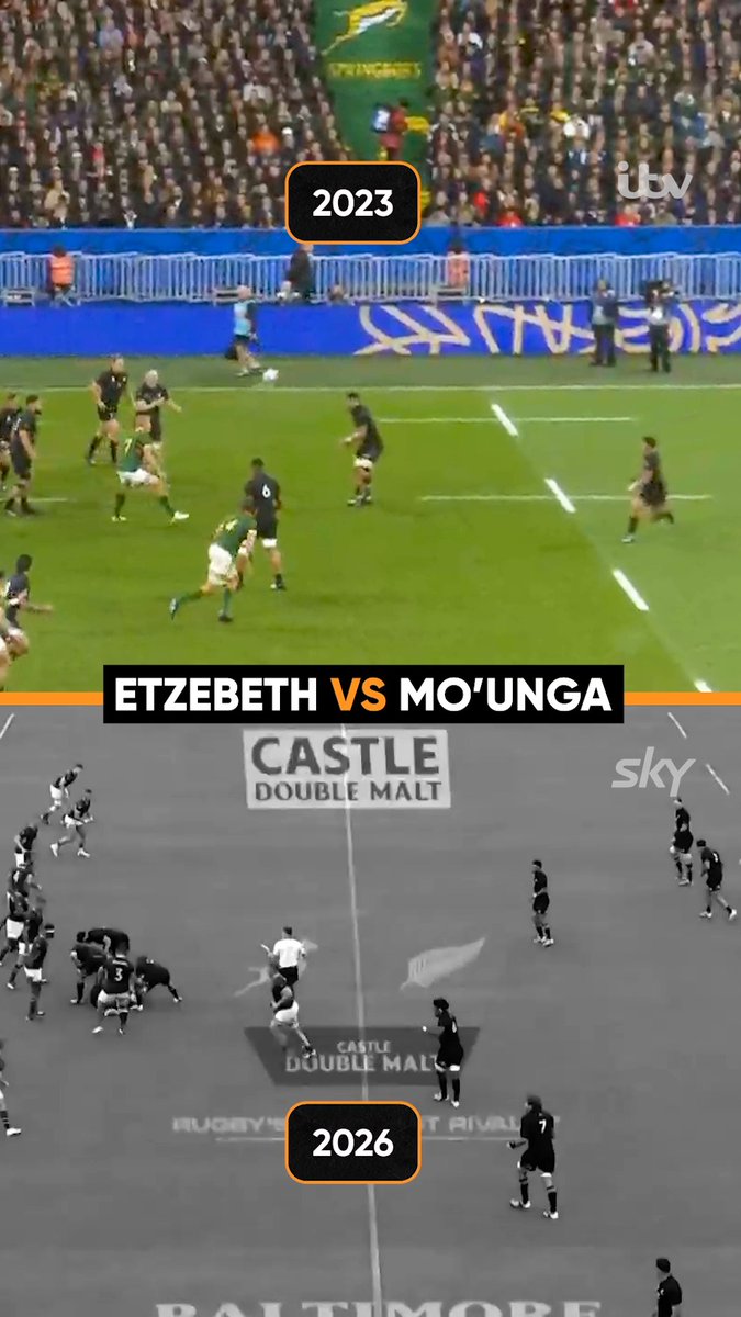 We've seen this before 🥩 It took Etzebeth just 30 minutes to find Richie Mo’unga in the All Black's first Test match since the World Cup Final It’s safe to say Eben has an appetite for a particular Kiwi 😂