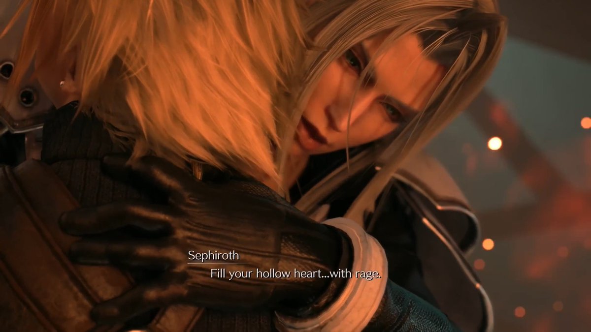 Sephiroth hugging Cloud in FF7 Rebirth and Revelation, I honestly am now wondering if at this point, some version of Cloud will actually reciprocate and hug him back LMAO 😅