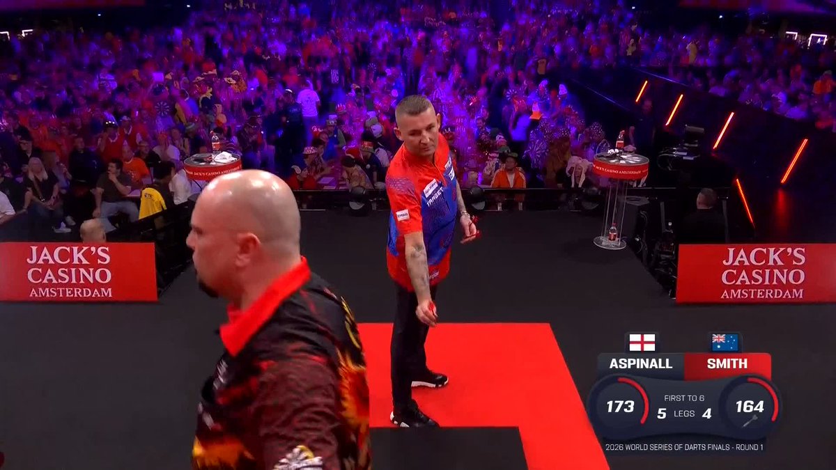 Pure relief from Aspinall as he battles back from 4-2 down in Amsterdam 😅 📺 #WSODFinals | R1