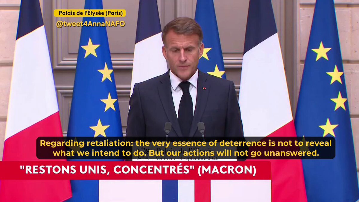 🇫🇷🇷🇺 Macron warns russia: “These hybrid attacks will not go unanswered.” Russia’s goal: intimidate Europe and break support for Ukraine. Macron: “The result will be the exact opposite.”