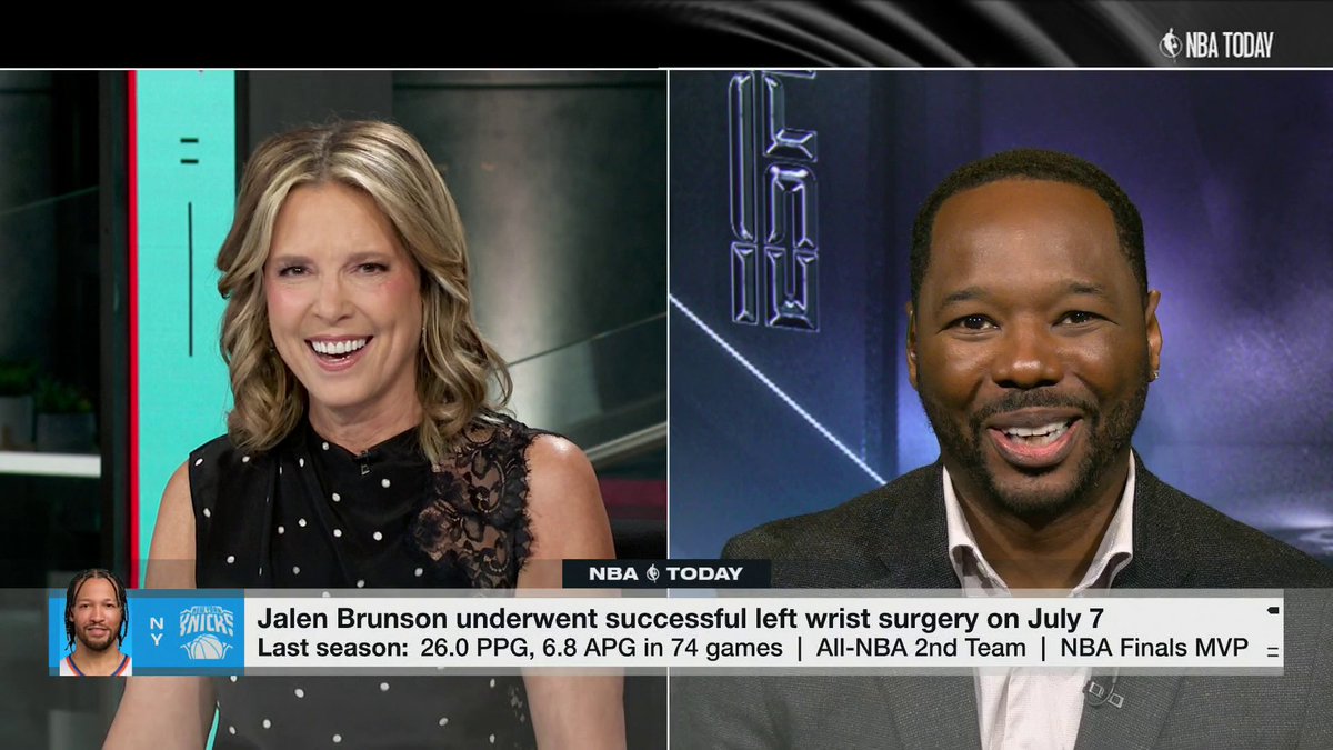 "[Jalen Brunson's] at about 80 to 85% after the wrist surgery that he had in July. ... He'll have no restrictions when training camp begins in a couple of weeks." Vincent Goodwill provides an update on Jalen Brunson's recovery 🏀