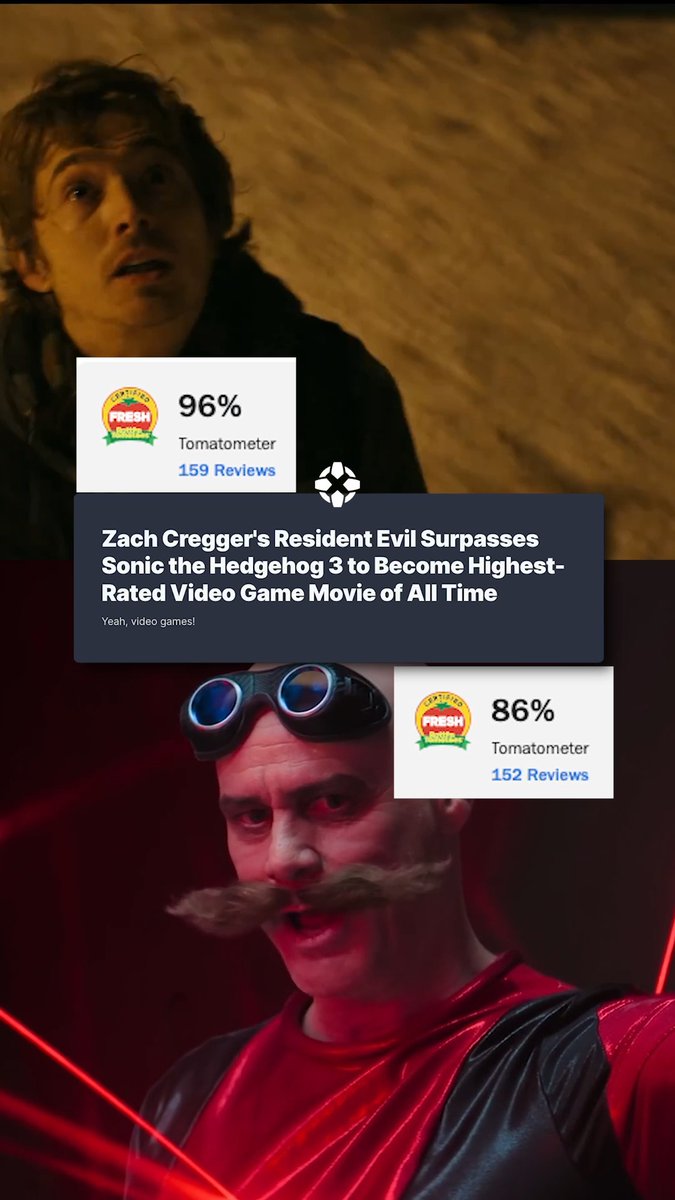 Zach Cregger's Resident Evil is out today, and it already beat Sonic 3 as the highest-rated video game movie of all time on Rotten Tomatoes.