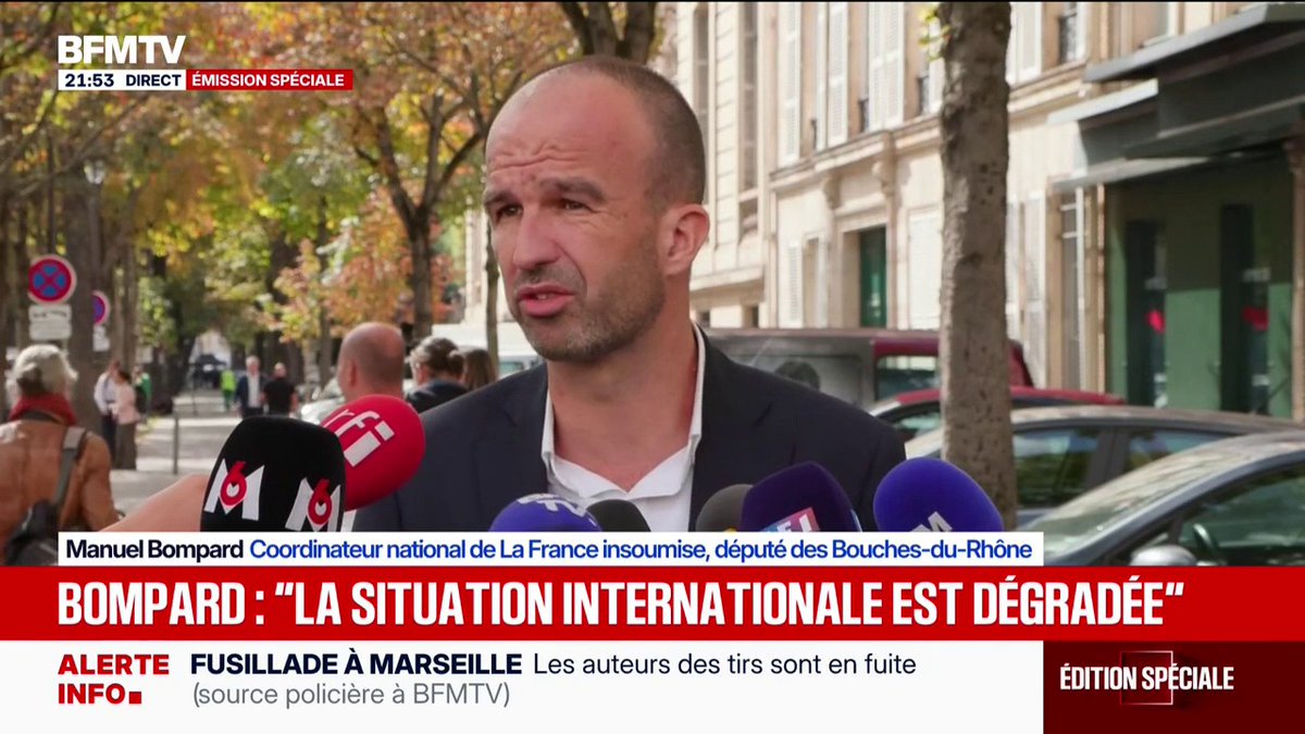 "Cette situation internationale dégradée c'est aussi la conséquence de choix et de décisions politiques", dénonce Manuel Bompard, coordinateur national de LFI