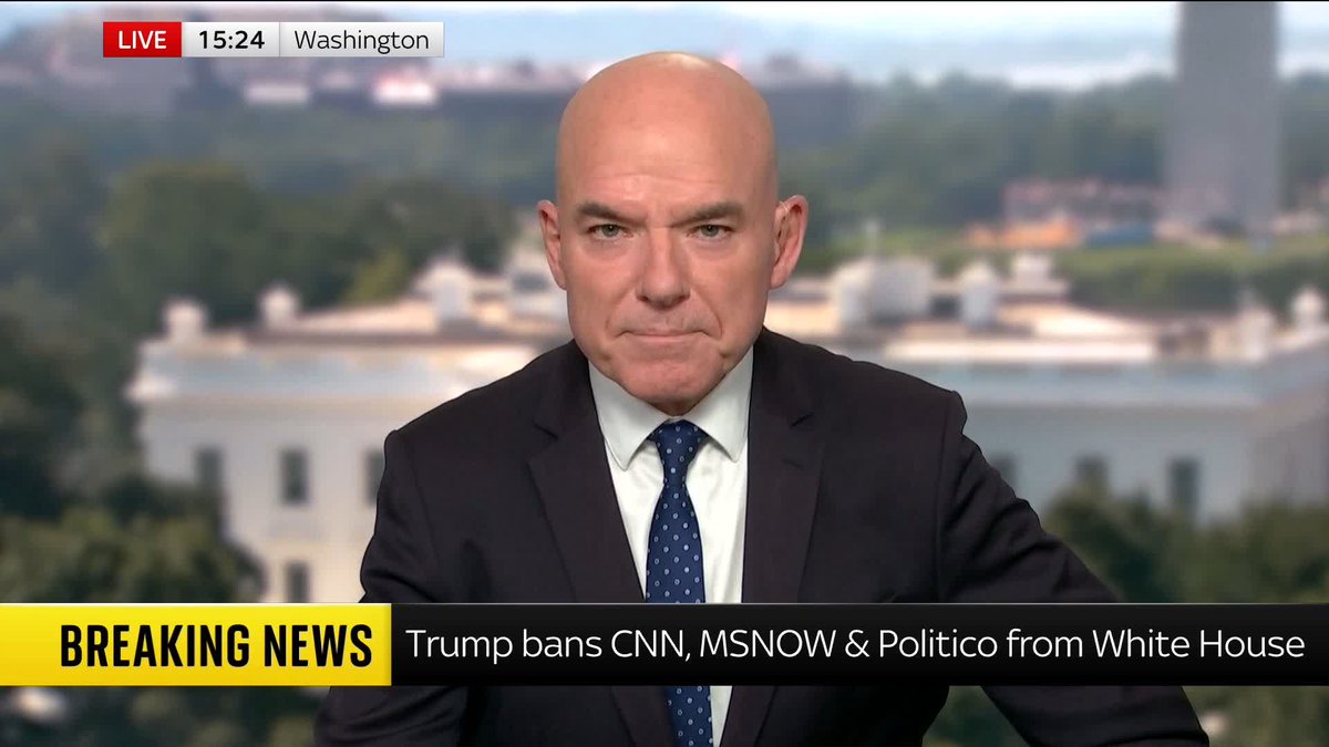 BREAKING: US President Donald Trump has banned CNN, MSNOW and Politico from the White House. Our US correspondent James Matthews says this is "a significant escalation" in terms of "restricting the freedom of the press". Latest: 📺 Sky 501 and YouTube