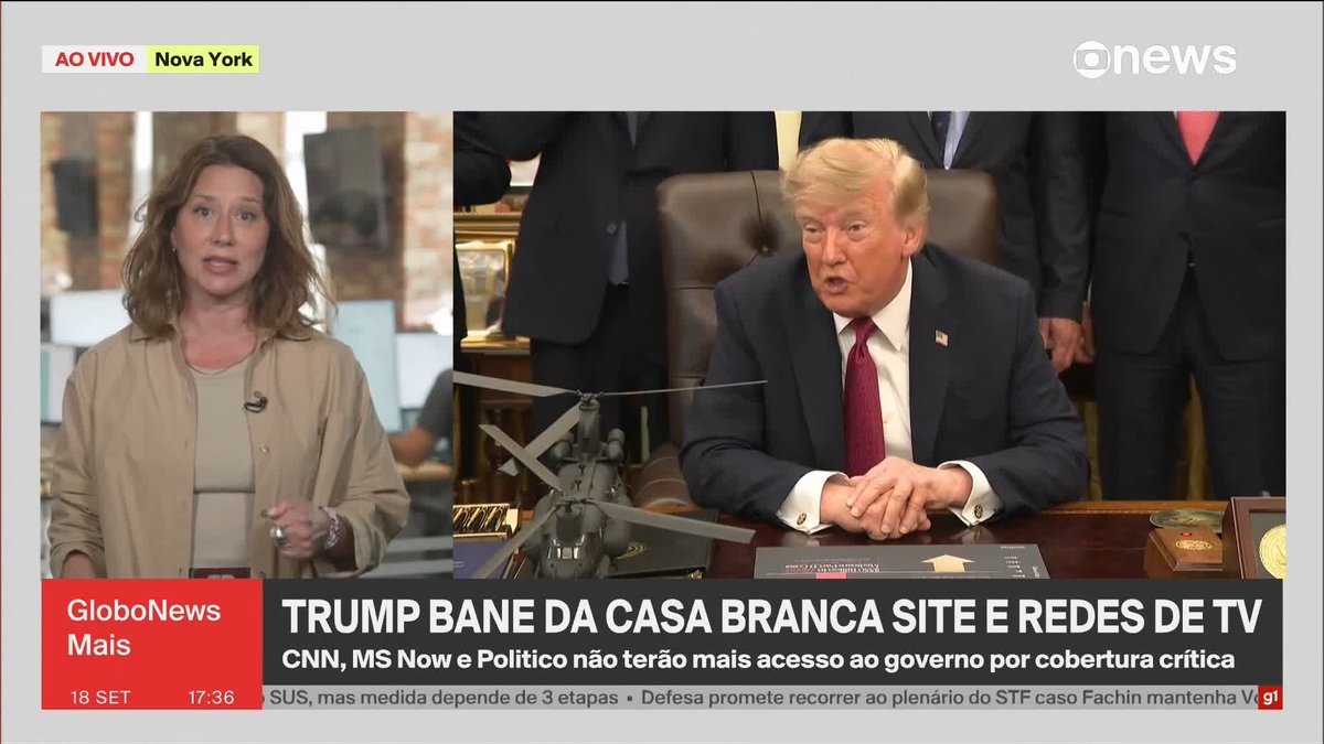 Trump bane veículos de notícias da Casa Branca e ameaça banir outros "em breve". ➡️ #GloboNewsMais - de segunda a sexta, às 16h, na #GloboNews.