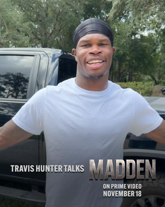 Here is Travis Hunter: a Heisman Trophy-winner honoring John Madden. Watch #MaddenMovie on November 18.