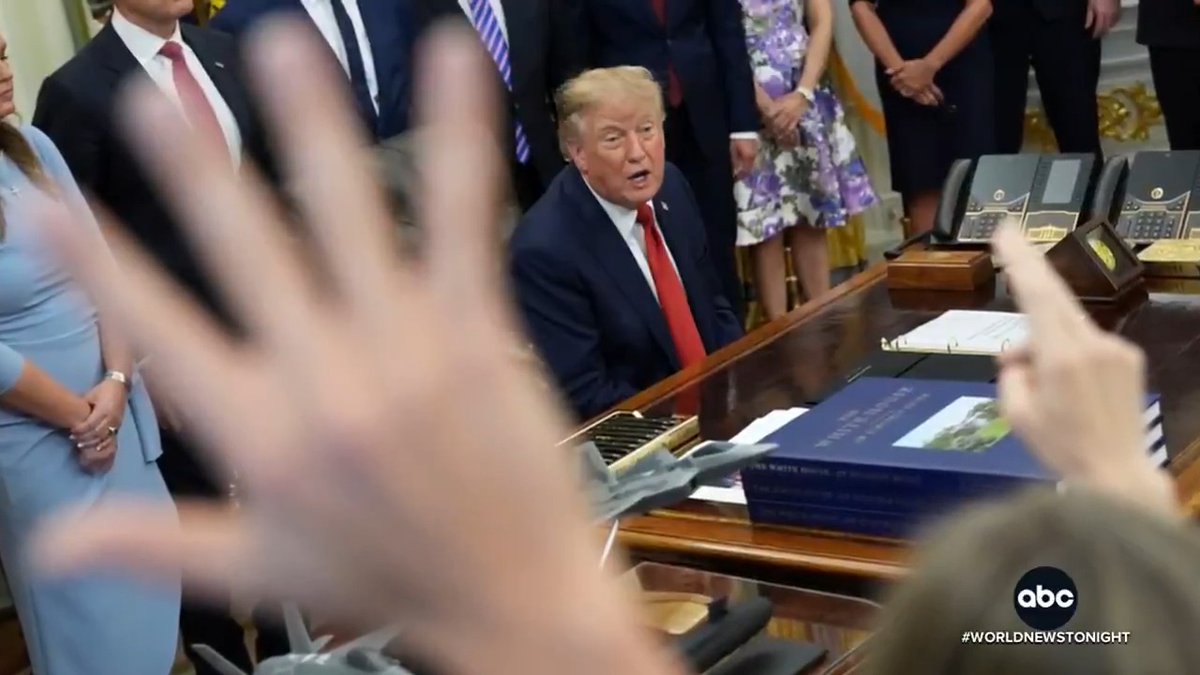 Pres. Trump announced he is banning three major news outlets — CNN, MS NOW and Politico — from the White House, effective immediately. @MarykBruce has details on the president's response when pressed about the First Amendment.