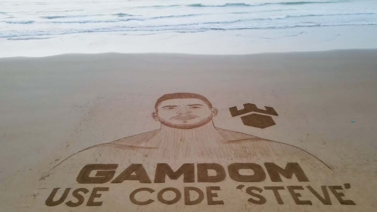 Put a lot of time effort and creativity into this one with my team 🏖️🎨 We wanted to promote Gamdom.com in a different way so we made this sand art dedicated to the #Gamdom100k challenge Hope you guys like it! ❤️ Use code “STEVE” Gamdom.com Gamdom.com_beekay CODE “steve” on GAMDOM Steve Will Do It
