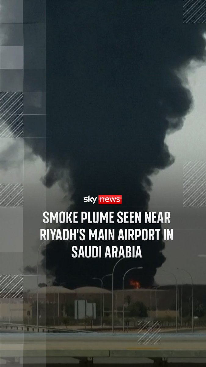 Video footage shows smoke plumes seen near Riyadh's main airport in Saudi Arabia. There has been an escalation in attacks by Yemen's Houthi group since July, with strikes on land in the Red Sea.