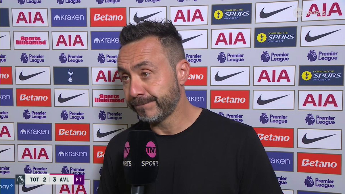 ‘We were too fragile.” Roberto De Zerbi reacts to Spurs' loss against Aston Villa. 📺 Stream now on TNT Sports & HBO Max