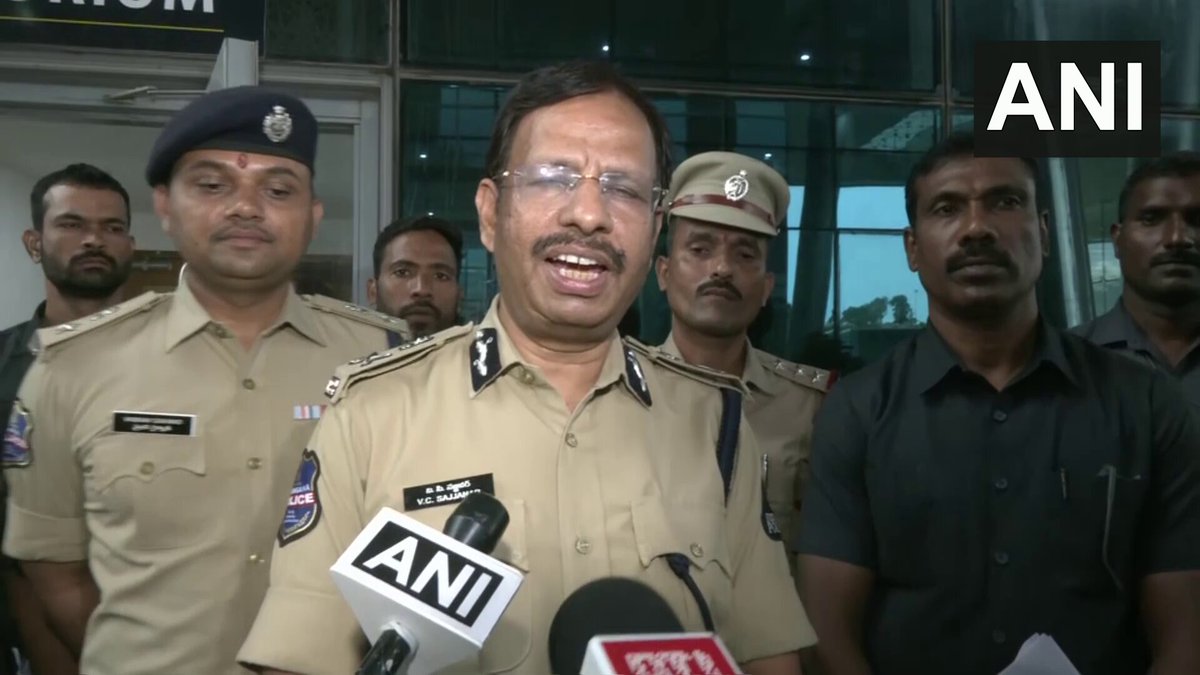 #WATCH | Hyderabad, Telangana: Hyderabad City Police Commissioner V.C. Sajjanar says, "...In a joint operation, we arrested a nine-member gang involved in cattle theft and the shutter-lifting of mobile shops. We have recovered about ₹22 lakh in cash, 3 four-wheelers, and 15 mobile phones from this gang. This gang was initially involved in cattle theft and was implicated in about 13 cases. Later on, they graduated to committing mobile shop theft. Key accused individuals like Mohammad Tabrez and Rafiq have extensive criminal backgrounds, with Tabrez facing about 37 cases, alongside 13 recent ones...In one of the cases, they met Abu alias Faisal, who was involved in an NDPS case, while in Chanchalguda prison. Later on, they tried to commit theft in Surat, but could not do so because of a vehicle accident..." He adds, "...We have a triage unit where a petitioner who comes to the police station can explain what happened in their own words. It supports nine different languages, including Telugu, Urdu, Hindi, English, Kannada, Marathi, and others. That statement is recorded immediately and sent to our reception constable, who gathers additional details from the petitioner. From there, it goes online and is sent to the SI Admin, who then marks it to the various officers for inquiries..."