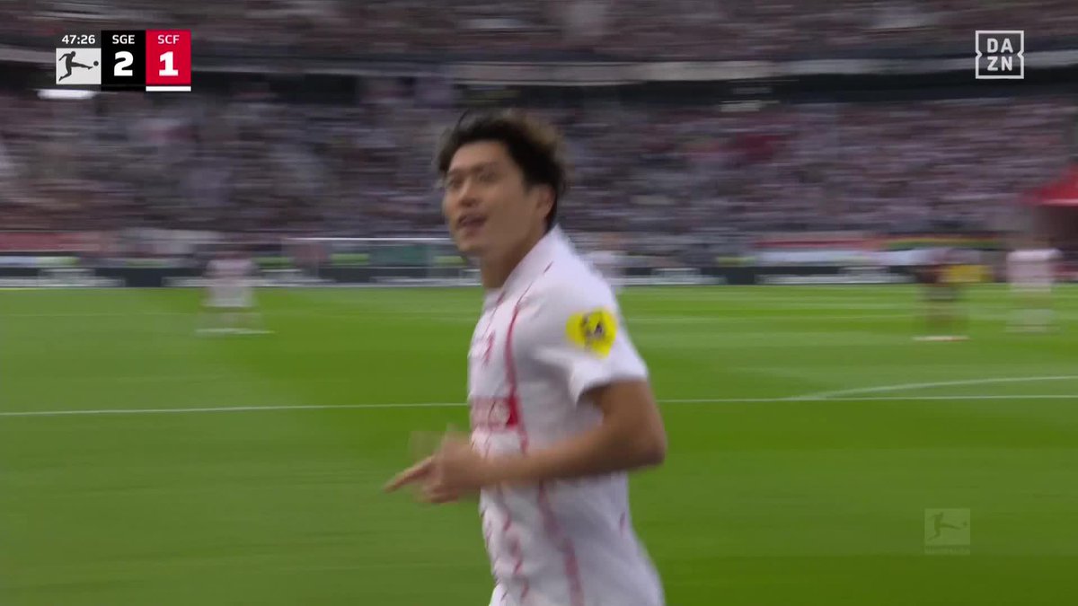 パーフェクトな一撃✨ 🇯🇵鈴木唯人のランニングボレー！！ 力み無し・センス全開の今季4ゴール目🙌 🇩🇪ブンデスリーガ第4節 🆚フランクフルトvsフライブルク #ブンデスリーガ #だったらDAZN